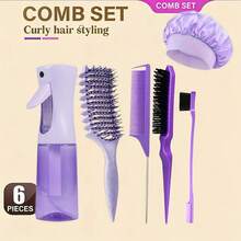 Set de 6 piezas de herramientas para el peinado | Incluye botella de spray de 200ml, cepillo volumizador, peine de cola de rata y varilla de spray para cabello con textura ondulada - Multicolor - Ver 12