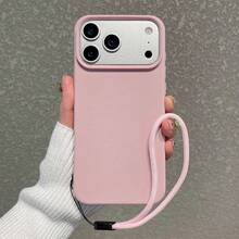 皮革纹理手机壳,带挂绳,简约时尚粉色皮革纹理手机壳,粉色手机壳,粉色挂绳手机壳,兼容苹果/Galaxy - 粉色 - 查看 11