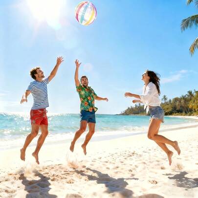 1个波点沙滩球，充气PVC水球，彩色条纹球，户外泳池沙滩派对游戏球 - 非常适合户外活动、沙滩、水上乐园