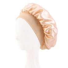 宽边高弹缎面睡帽，时尚女士缎面睡帽，缎面护发头巾 - A - 查看 11