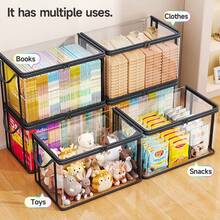 1pc New Book Storage Box, Classroom & Home Use Old Book Organizer, Desktop Dust-Proof Transparent Foldable Book Box - View 12