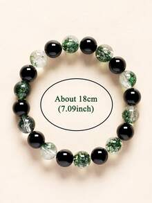 Pulsera de obsidiana negra y fantasma verde, prosperidad y buena fortuna, carrera próspera, joyería espiritual de cristal de energía para mujeres y hombres - Multicolor - Ver 6