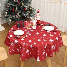 Rectangular Waterproof Christmas Tablecloth - Deer And Tree Design - Durable Polyester - Perfect For Parties, Home And Outdoors - Festive Table Decoration - 60x120/60x102 Inches - White 60" - View 4