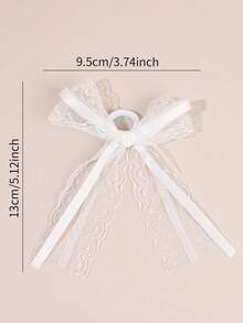 4pcs/Set White Mesh Bow Hair Ties, Solid Color Elastic Hair Tie, Ballet Style Wedding Bow Hairbands, Sweet Hair Accessories For Girls Teens Gifts Party Mother's Day Spring Summer - White - View 5