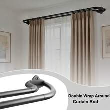 双层窗帘杆，黑色环绕式遮光双层窗帘杆，适用于40至151英寸的窗户，可调节重型弧形拼接遮光双层杆，全金属，铝制支架 - 雙層遮陽-黑色 - 查看 2