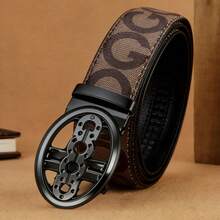 High-End GOOD Letter Buckle Men's Fashion Letter G Plaid Belt, Automatic Buckle Casual For Middle-Aged - Multicolor - View 3