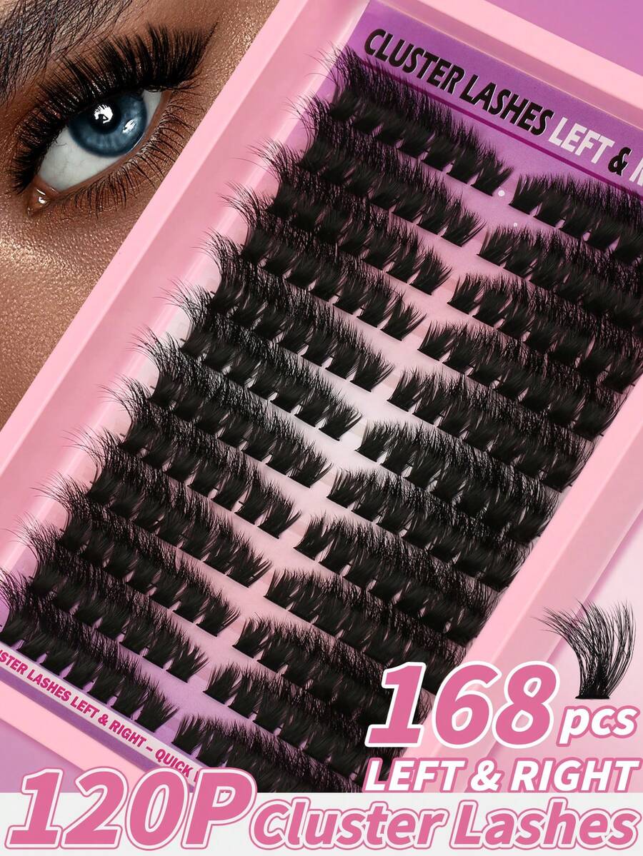 168片仿貂毛假睫毛，C/D卷度混合长度8-12毫米，自然柔软稀疏浓密，可重复使用，适合DIY，适合初学者、日常佩戴、约会、婚礼、派对、万圣节、上学等场合，配有精美礼盒 - C - 查看 1