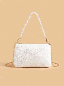 1pc Sequin Velvet Sequins Handbag, Evening Bag, Shoulder Bag, Crossbody Bag, Elegant & Gentle Style - Sequin Velvet - View 12