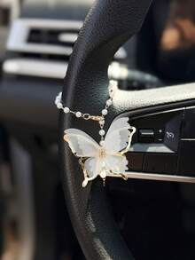1 pieza Decoración colgante en forma de mariposa para volante de coche, accesorio interior de coche - A - Ver 3