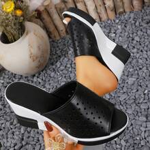 女士新款镂空凉鞋，适合派对、海滩、居家穿着 - 黑色 - 查看 2