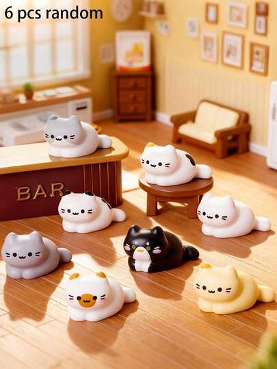 Bộ 1/6/8 tượng mèo dễ thương ngẫu nhiên, trang trí tiểu cảnh tinh tế, thích hợp cho phòng ngủ, bàn làm việc, phòng khách, ký túc xá, bệ cửa sổ, phụ kiện trang trí mềm mại và ngọt ngào mang đến bầu không khí thư thái cho không gian sống hàng ngày.