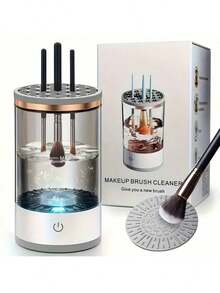 Premium Electric Makeup Brush Cleaner Dryer 3in1 USB Rechargeable Automatic Spinning Machine Super-Fast Deep Clean Silicone Pad All Size Brushes Storage Beauty Tool Christmas Gift Women Girls Makeup Lovers - 插電款 - 查看 2