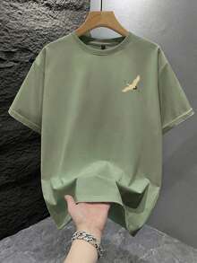 男士时尚印花宽松短袖T恤一件装 | 精致设计 | 夏季必备 | 易于搭配，展现您的风格 - 薄荷綠 - 查看 3