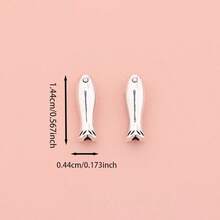 10/20/30pcs Small Fish Spacer Beads, Decorative Spacers, Round Spacer Beads, Zinc Alloy Accessories For Necklace Bracelet Earrings Jewelry Making, DIY Craft Supplies, Holiday Accessories - Silver - View 6