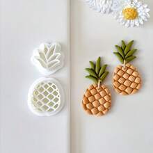 2pcs/Set Cute Cartoon Pineapple Shaped Polymer Clay Earring Mold, DIY Jewelry Pendant Mold Handcraft Tool - White - View 2