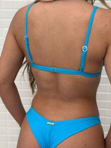 Tina Bella Triangle Fixed Bikini Set, Luxury Beachwear, Women's Support, Summer, Bathing, Sea - 淺藍色 - 查看 3