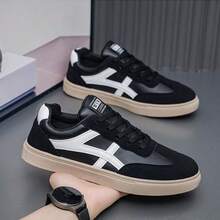 Retro German Style Men's New Fashion Versatile Low-Top Casual Sneakers - Black and White - View 6
