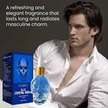 30毫升蓝色骷髅古龙水香氛精油，前调：葡萄柚、柠檬、薄荷、粉红胡椒。中调：生姜、肉豆蔻、茉莉。基调：焚香、琥珀。沉稳的焚香与温暖持久的琥珀完美融合，赋予这款香水高端木质基调、持久留香和浓郁氛围。适合通勤、约会、日常生活及其他场合。不含酒精，男女皆宜。 - 木質香調 - 查看 7