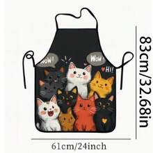 1 pieza Delantal impreso con lindo diseño de gato, adecuado para uso en la cocina del hogar tanto para hombres como para mujeres - A - Ver 9