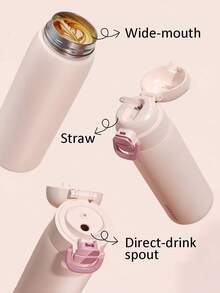 Portable Insulated Water Bottle With Multi-Function Dual Lid Leak-Proof Water Bottle For Water Tea Coffee Flip-Top Straw And Wide Mouth Caps For Travel Outdoor School Home Decor Travel Essentials Back To School - Multicolor - View 8