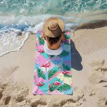 1PC Tropical Flamingo Beach Towel Quick-Dry Fiber Beach Towel Suitable For Summer Vacation - Multicolor - View 3