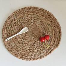 1/4/6pcs Woven Placemats, 12-Inch Round Rattan Placemats, Handmade Natural Woven Placemats, Heat Insulation Mats For Tea Cups, Non-Slip Kitchen Japanese Style Mats, Round Woven American Style Tea Tray Coasters For Tea Sets, Farmhouse Style Woven Placemats, Country Willow Woven Placemats, Perfect For Bohemian Style Dining | Ideal For Restaurants, Parties, Weddings, Home Decor, Christmas Decorations - View 3