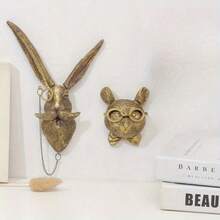 Animal Hook Simulated Rabbit Mouse Sculpture Animal Sculpture Wall Storage Key Hook Clothes Hangers Room Decoration Accessories - 青銅 - 查看 5