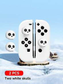 2入水晶骷髏搖桿帽矽膠套，防滑握把保護套，相容 Switch NS/Switch 2/Switch OLED/Switch Lite Joy-Con 控制器，透明亮片與白色骷髏設計，柔軟提升遊戲體驗，個性化 DIY 控制器裝飾，適合 Switch 玩家、萬聖節與收藏家，相容 Switch 主機遊戲控制器配件 - 彩色 - 查看 11