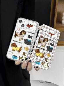 1pc Cute Puppy Design Flip Wallet Phone Case, Japanese Style Bone Print Notebook Cover, Transparent TPU Anti-Drop, Compatible With Iphone 11/12/13/14/15/16/16 Plus/17/17 Pro/17 Pro Max And Galaxy S24 Ultra/A25/A55 5G/S25, Kawaii Gift For Dog Lovers, Students, Daily Use - Multicolor - View 2