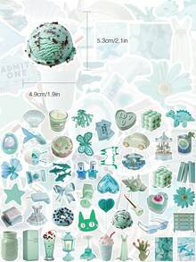 50pcs Mint Mambo Green Cartoon Creative Stickers DIY Guitar Luggage Refrigerator Water Cup Planner Supplies Decorative Laptop Personalization Stickers - Multicolor - View 2