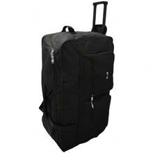 Extra Large Rolling Travel Duffel Bag With Wheels – Durable Nylon Luggage Bag With Telescopic Handle - Black - View 8