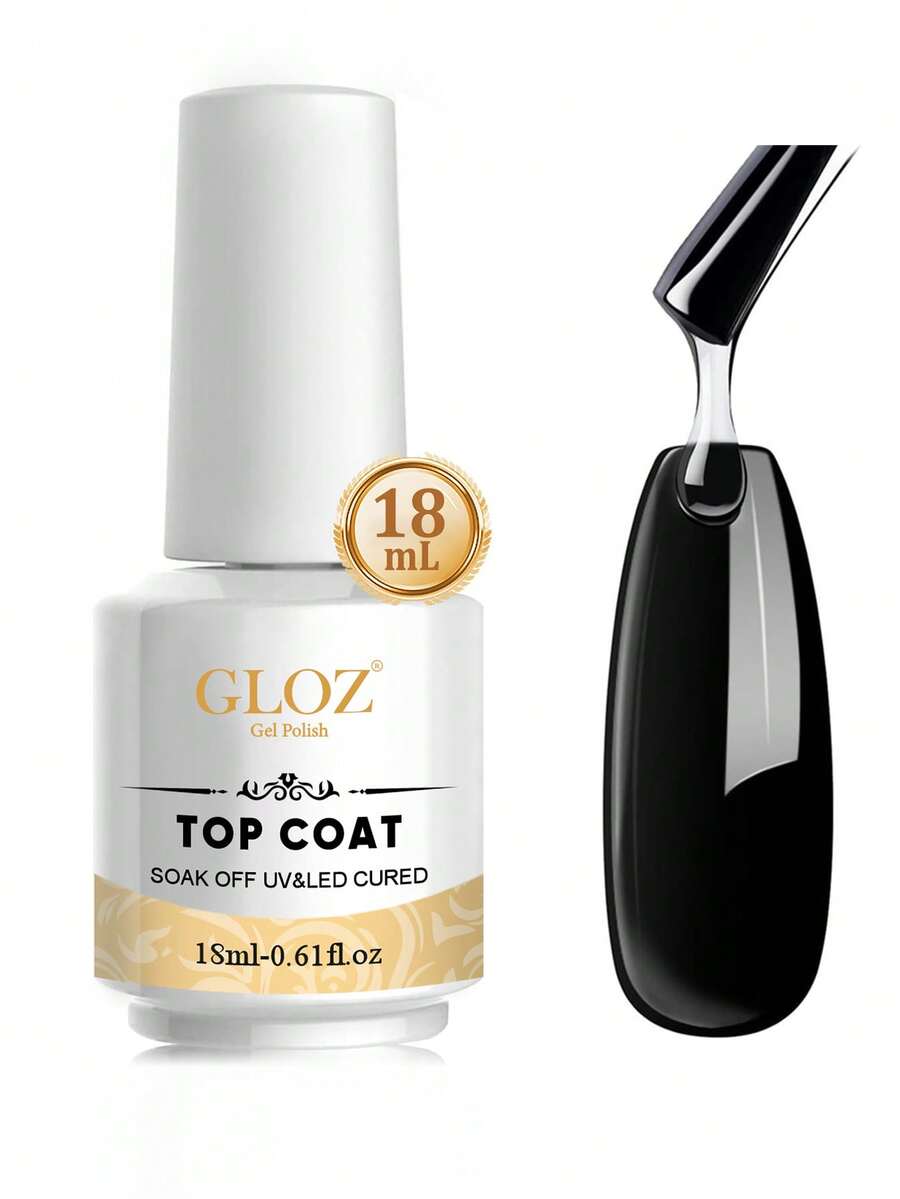 GLOZ 18毫升免擦拭亮油，高光泽持久，适合家庭DIY和专业美甲，需UV灯固化。 - 1 Set - 查看 1