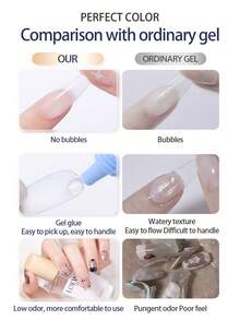 5pcs/2pcs/1pc Perfect Color Quick-Dry Nail Gel, Semi-Solid Nail Gel With Super Strong Adhesion, Waterproof, Long-Lasting, Quick-Dry, Formaldehyde-Free, Alcohol-Free, Suitable For Acrylic And Fake Nails, Plastic, Universal, No UV Curing Required - 15g - View 6