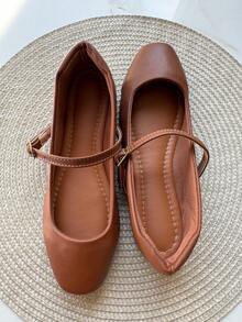 Women's Mary Jane Doll Shoe In Caramel With Buckle, Sizes 33 To 44. - Camel - View 4