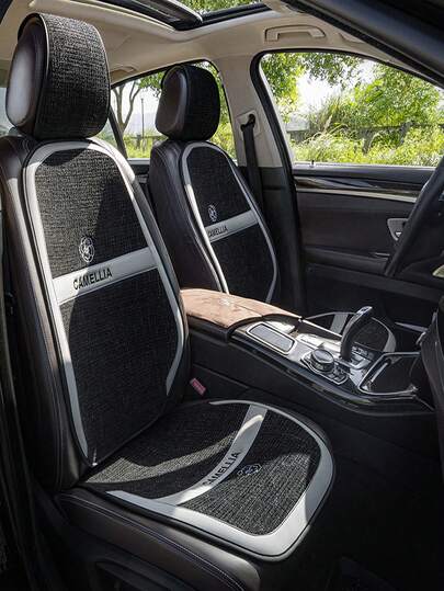 2件装极简主义汽车座椅垫，四季通用透气半包式座椅套，设计