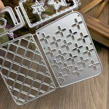 3D Background Frame Metal Cutting Dies, Scrapbooking Tools, Carbon Steel Embossing Template For Paper Card Making, Photo Album Art, Handicrafts (Rhombus Layered Design) - Silver-white - View 4