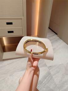 1 chiếc ví cầm tay mini kiểu dáng châu Âu và Mỹ trang trí kim loại, túi xách sang trọng, thanh kim loại sáng bóng, thích hợp cho váy dạ hội, tiệc tùng, đám cưới, dạ tiệc, lễ hội. Bao gồm dây xích kim loại. - trắng - Xem 3