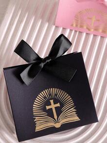 5pcs Colorful Satin Bow Decorated Elegant Wedding Candy Boxes | Joyful Wedding Guest Favor Boxes - Multicolor - View 5