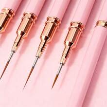 5pcs Nail Art Liner Brushes & 5pcs Nail Art Dotting Pens, Gel Nail Line Brushes, Fine Line Nail Brushes Set, Nail Striping Brushes, Painting Art Design Pens For Long Lines, Double-Ended Nail Dotting Tool Set - Multicolor - View 2