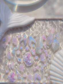 1pc 5D Advanced Dreamy Pink Mermaid Fishtail 3D Scale Shell Conch Adhesive Nail Art Stickers Decals Manicure Lovely Cute Ornaments - Multicolor - View 5