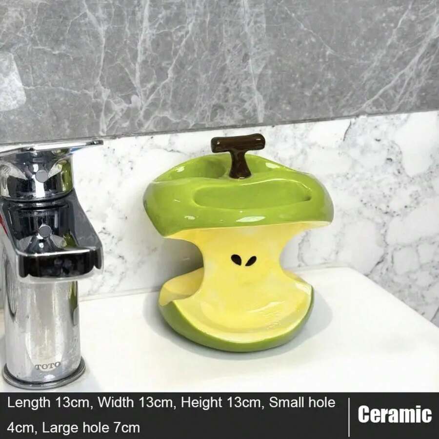 Creative Ceramic Toothbrush Holder Non-Slip Waterproof Makeup Brush Storage Rack Durable Portable Countertop Organizer For Bathroom Toothpaste Toothbrush Home Daily Supplies - 4 Holes Red - View 1