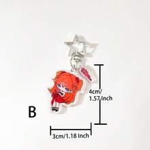 1pc Original Acrylic Badge Keychain, Cute Girl In The Wind Illustration, Orange Tone, JK Style, Hand-Drawn, Casual, Fashionable, Friendship, Y2K Retro, Cute, Street Style, Casual, Party, School, Commemorative Gift, Bag Charm, Suitable For All Seasons, Company Events, Gift For Girlfriend - Multicolor - View 9