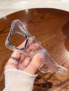 Minimalist Solid Color Silver Electroplated Frame Transparent Phone Case, Compatible With IPhone 17 Pro Max/17 Pro/17 Air/17/16/16 Pro Max/16 Pro/16 Plus/15/15 Pro Max/15 Pro/15 Plus/11/12/13/14 Pro Max/XS/XR/11 Pro/11 Pro Max/12 Pro/12 Pro Max/13 Pro/13 Pro Max/7 Plus/14 Pro/14 Pro Max/14 Plus, Soft Case Creative Spring Gift - Clear - View 3