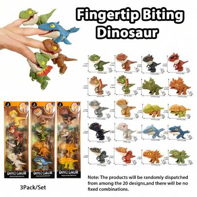 Biting Finger Dinosaurs Toy Set (4Pcs) - Fun Snap Squad Dino Toys For Kids, Mini Flexible Dinosaur Finger Puppets,Dinosaur Collectibles For Party Decor & Educational Gifts(Halloween/Christmas/Thanksgiving /Easter/Birthday/Holiday / April Fool's Day)