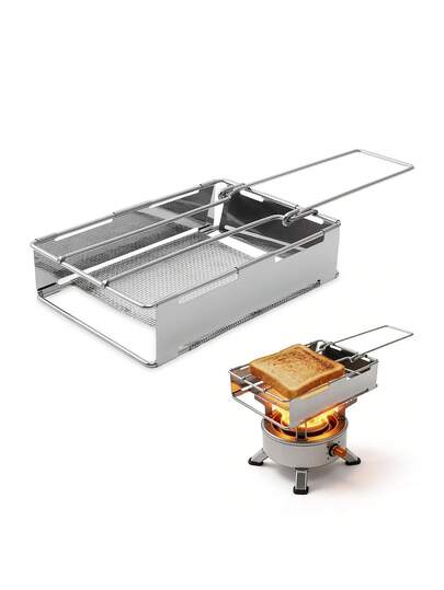 1pc 304 Stainless Steel Outdoor Toast Rack, Foldable Collapsible Bread Cooling Rack, Camping Barbecue Tool, Household Baking Net, Portable Grill, Multi-Function Kitchen Rack, Rust-Proof Baking Cooling Rack