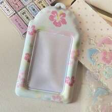 Aesthetic Summer Rainbow Dolphin Hibiscus Frosted Glitter 3-Inch Photo Card Holder Kpop - Color - View 8