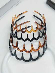 4条/2条装波浪形锯齿豹纹宽发箍，时尚简约男女通用发饰，发箍，波浪形发箍夏季穿搭 - 彩色 - 查看 1