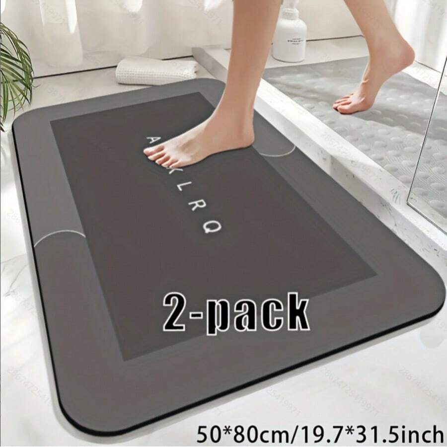 AVXLRQ [Quick-Drying, Non-Slip Bath Mat] Quick-Drying, Non-Slip And Highly Absorbent Bath Mat – Elegant, Textured Design, Suitable For Bathrooms And Kitchens. - 淺灰色(買一送一) - 查看 1