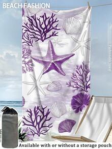 [Prosop de plajă ultra-moale, cu uscare rapidă, 250 g/m² | Disponibil 70*140 cm/90*180 cm | Model cu stele de mare violet | Prosop de înot portabil cu absorbție ridicată, decor pentru baie, prosop de plajă | Potrivit pentru vara, plajă, înot, călătorii, camping, fitness] - Multicolor - Vizualizare 1