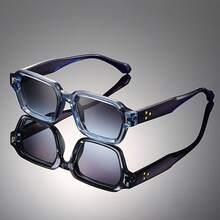 1 Piece Of Vintage Square Full-Frame Decorative Glasses, Lightweight And Durable Design, Unisex Eyewear, Suitable As A Gift For Birthdays, Valentine's Day, And Chinese New Year - C3 透明藍 - 查看 1